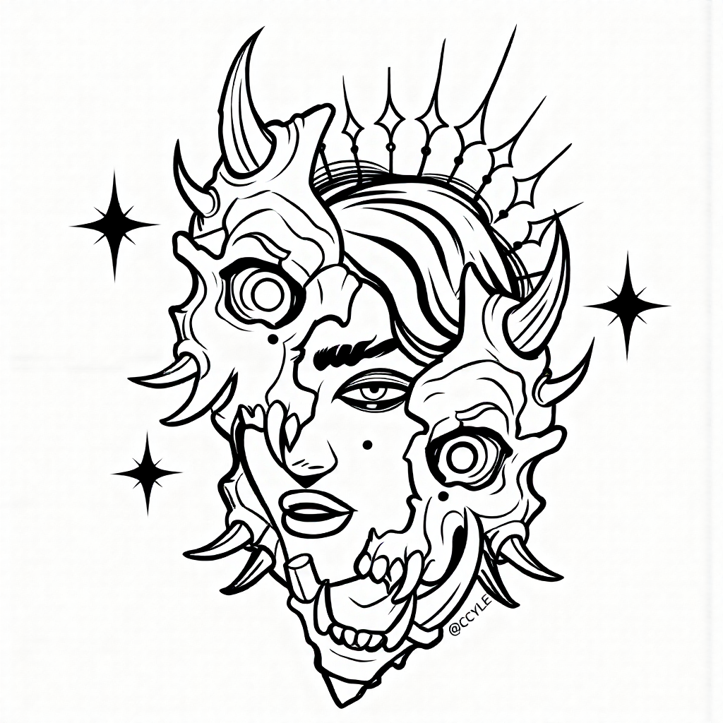 Extracted tattoo white background