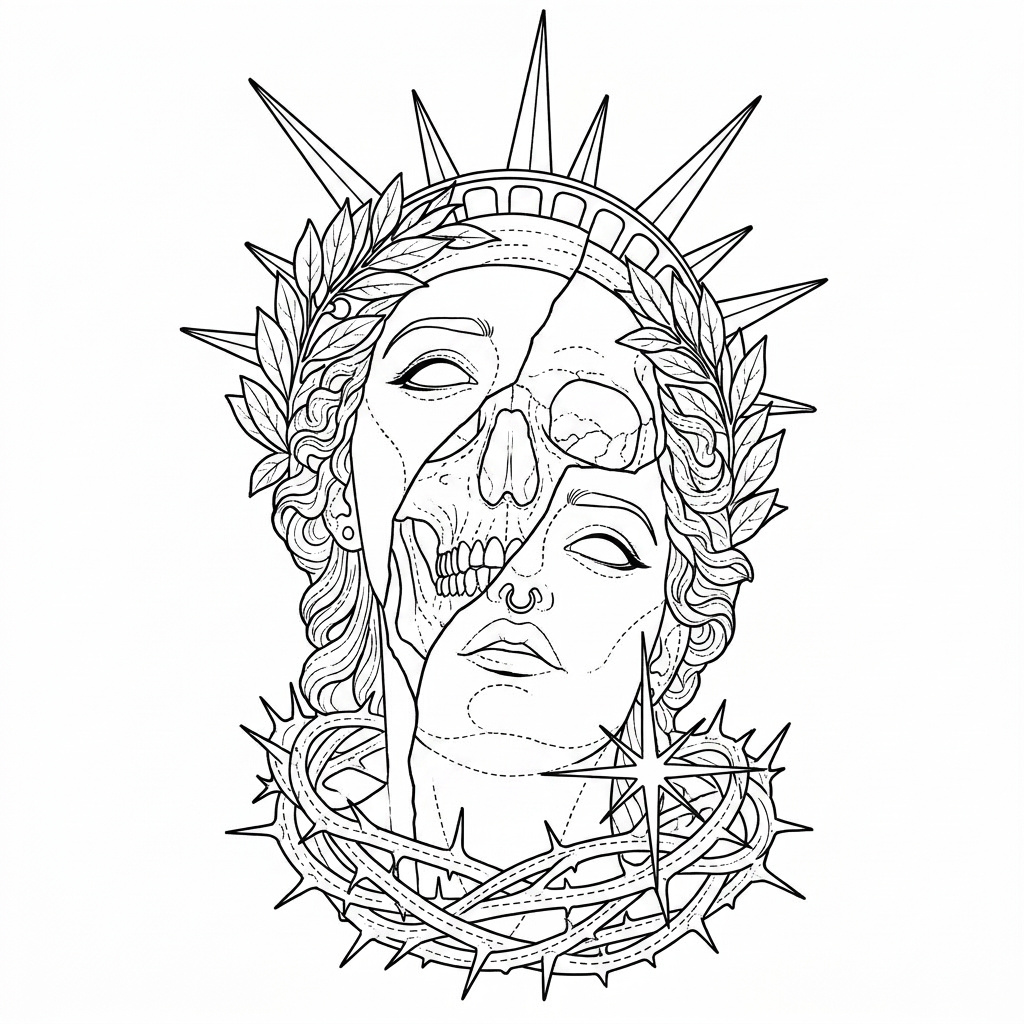 Clean tattoo line art
